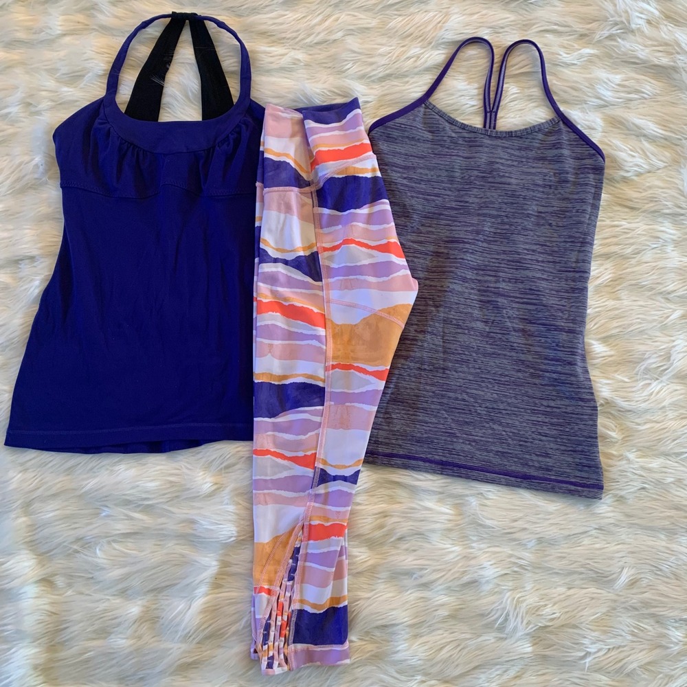 Lululemon True Self Crop Leggings tops bundle Sz 6 Gym Yoga